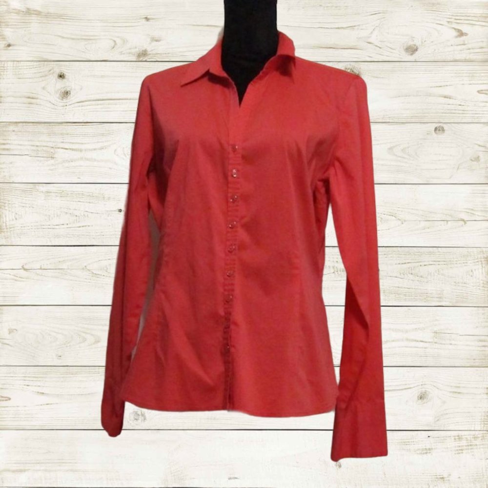 7th Avenue  Sz L women top shirtlong sleeves coral color Nwot